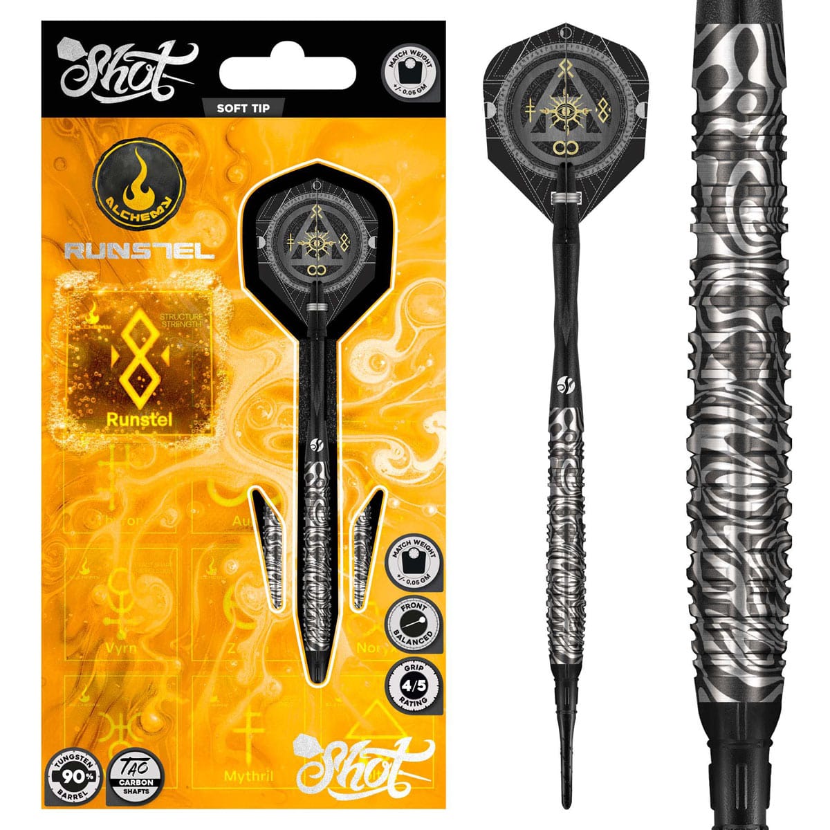 Shot Darts Alchemy Runstel Soft Tip Dart Set-90% Tungsten Barrels