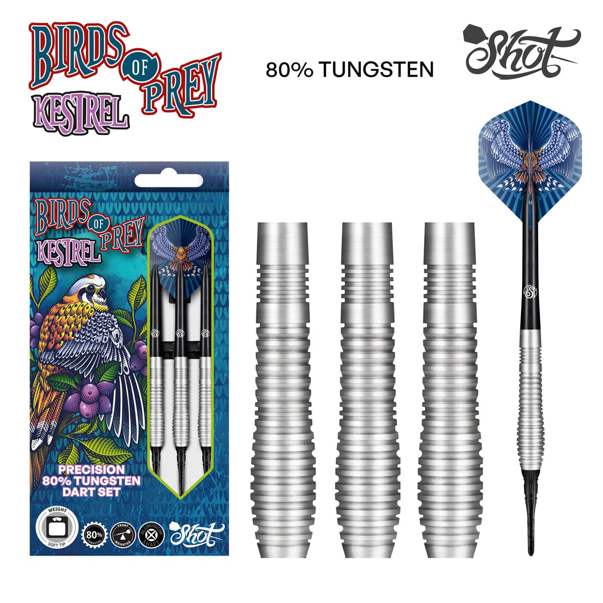Birds of Prey Kestrel Soft Tip Dart Set-80% Tungsten