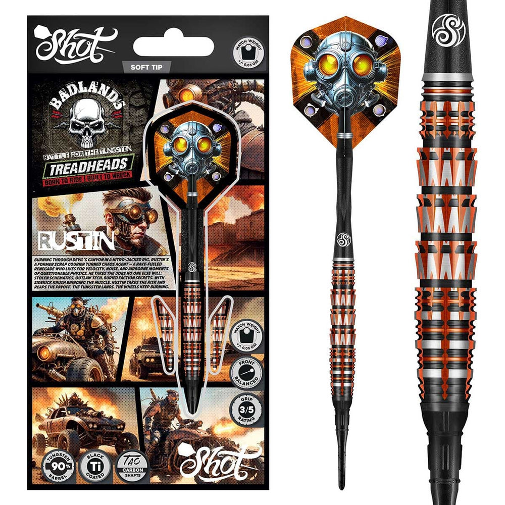 Badlands Rustin Soft Tip Dart Set-90% Tungsten Barrels-20gm