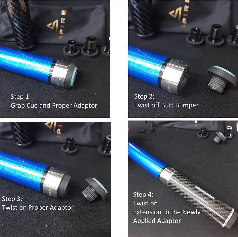 Spire 4 Inch Pool Cue End Extension-Carbon Fiber Design - view 4