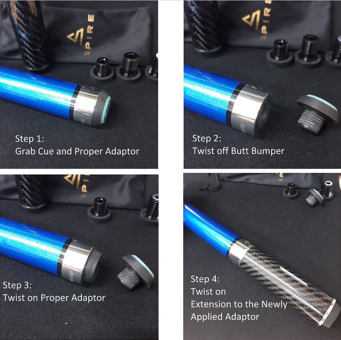 Ob Rear Extension Spire 4 Inch Pool Cue End Extension-Carbon Fiber Design — Goldenwestgames