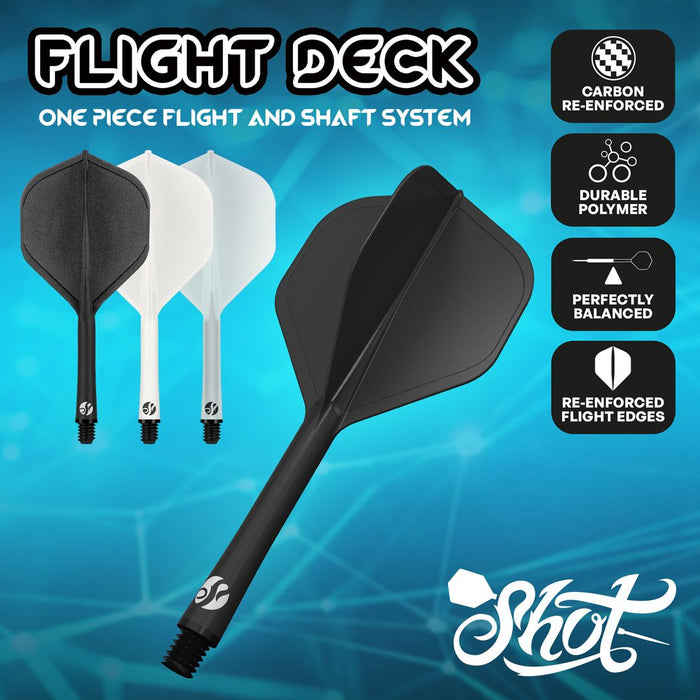Shot Darts Flight Deck-One Piece Dart Flight and Shaft System- White