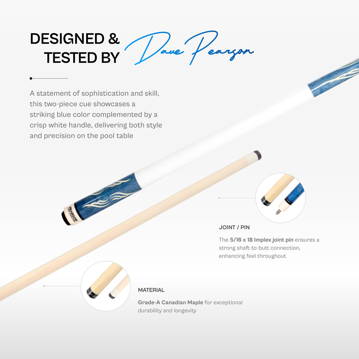 Pearson PK 58 Cue Blue with White Handle - image 2