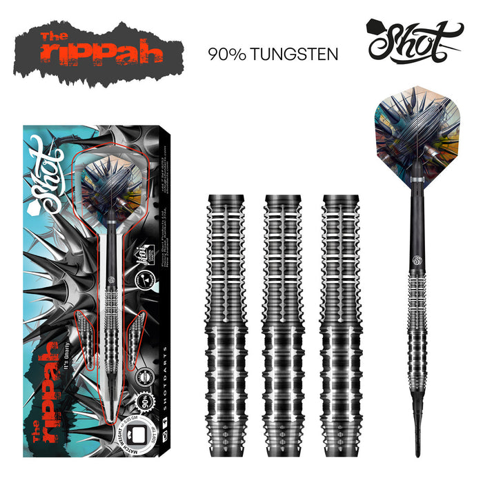 Gnarly Rippah Soft Tip Dart Set-90% Tungsten Dart Barrels