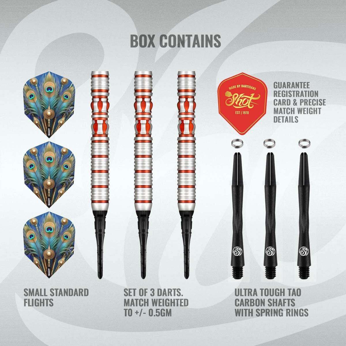 Shot Darts Roman Empire Juno Soft Tip Dart Set-90% Tungsten Barrels - view 2
