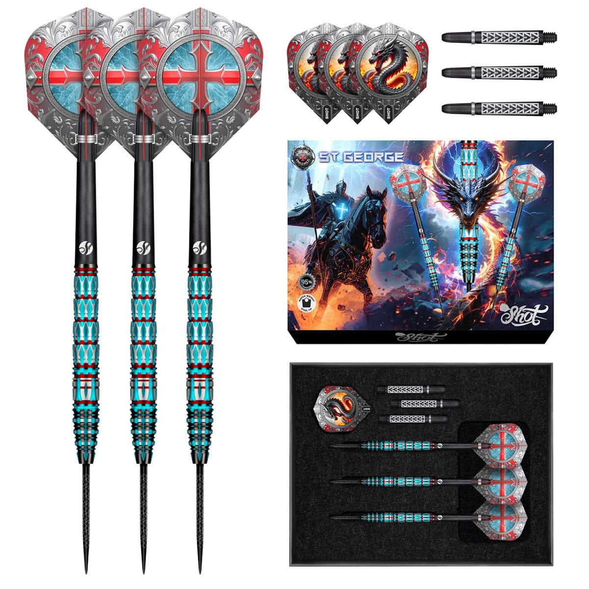 Future Knights St George Steel Tip Dart Set-95% Tungsten Barrels
