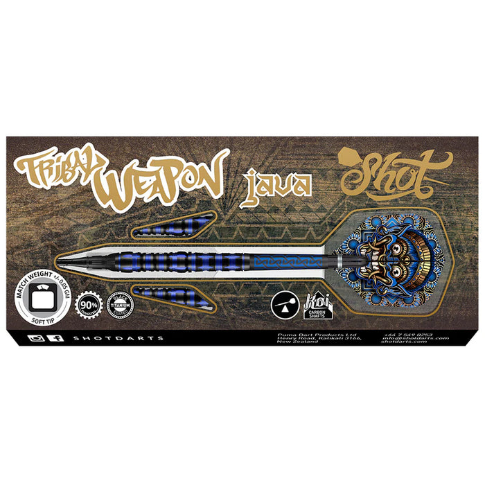 TRIBAL WEAPON JAVA SOFT TIP DART SET - 90% TUNGSTEN BARRELS 18gm