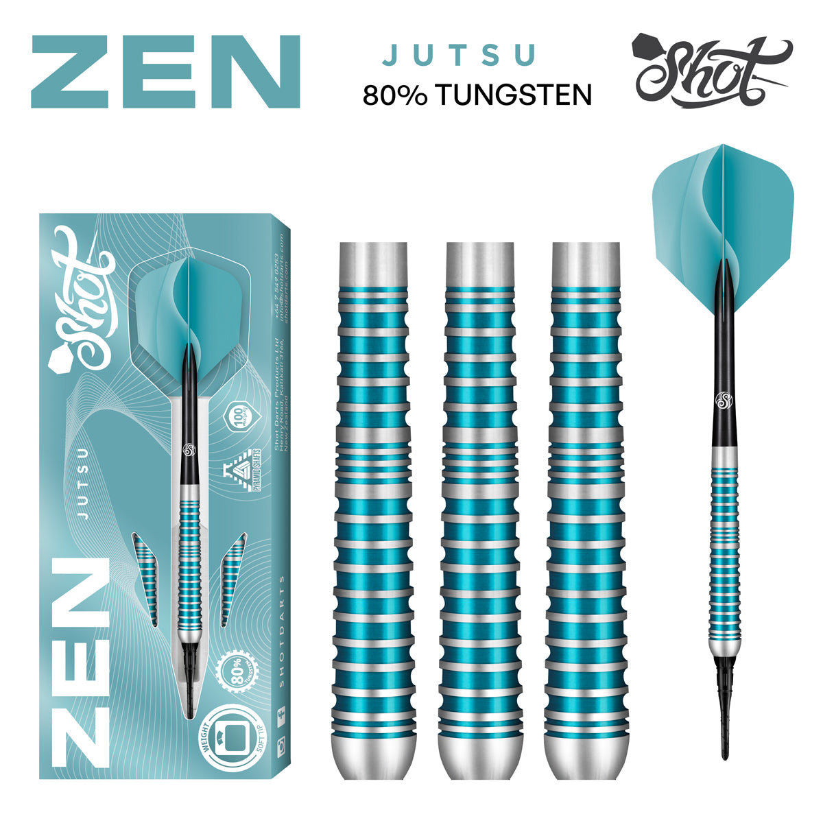 ZEN JUTSU 2.0 SOFT TIP DART SET-80% TUNGSTEN