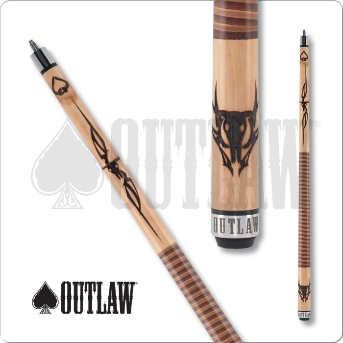 Outlaw Original OL42 Cow Skull Two Toned Wrap Cue