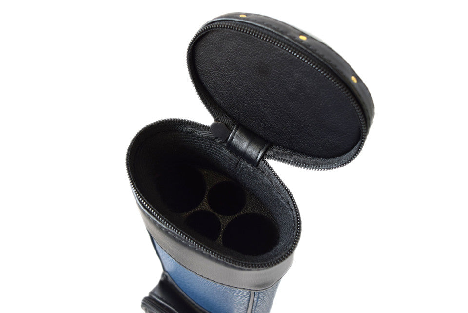 Han's Delta, 2x2 Oval Case Blue w/Brass Studs