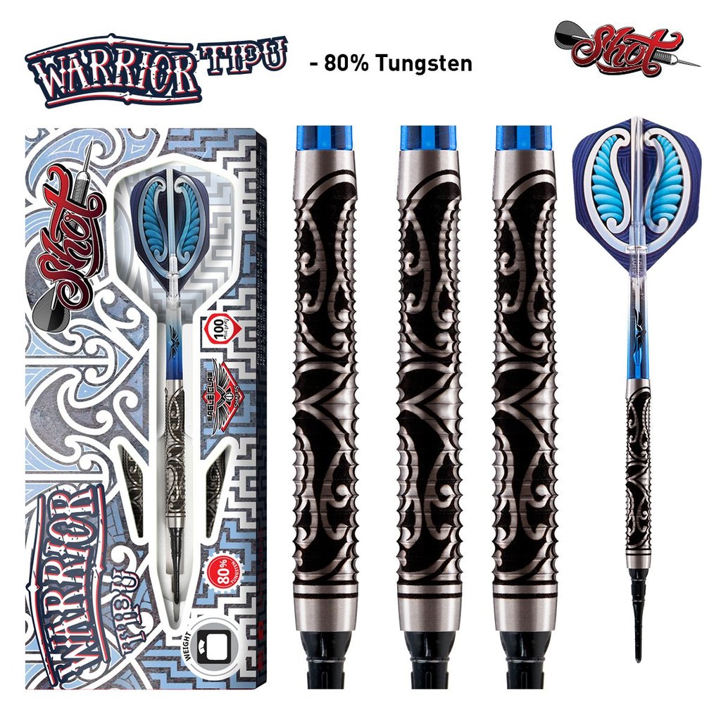 Warrior Tipu Soft Tip Dart Set - 80% Tungsten darts
