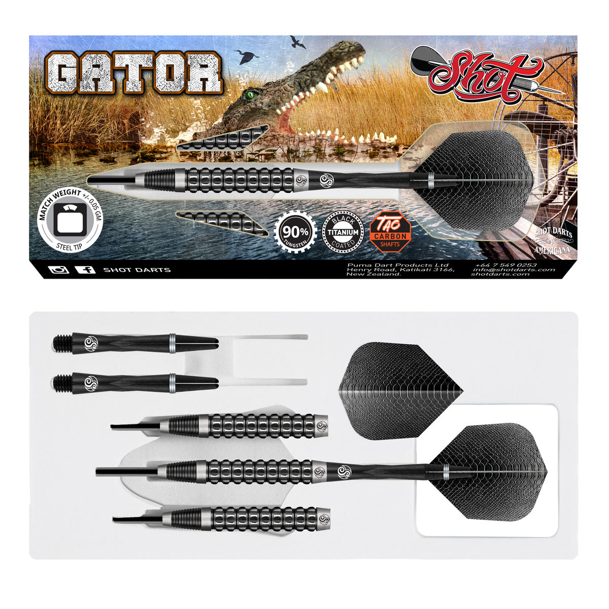 SHOT Americana Gator Steel Tip Dart Set-90% Tungsten darts - view 2