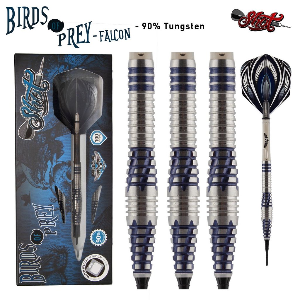 BIRDS OF PREY FALCON SOFT TIP DART SET-90% TUNGSTEN 19g
