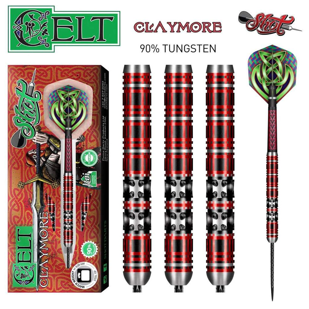 CELT CLAYMORE STEEL TIP DART SET-90% TUNGSTEN BARRELS