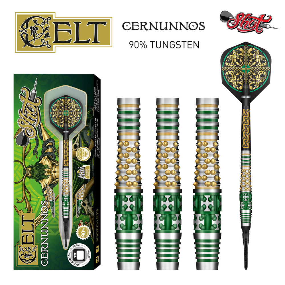 Shot Darts Celt Cernunnos Soft Tip Dart Set-90% Tungsten