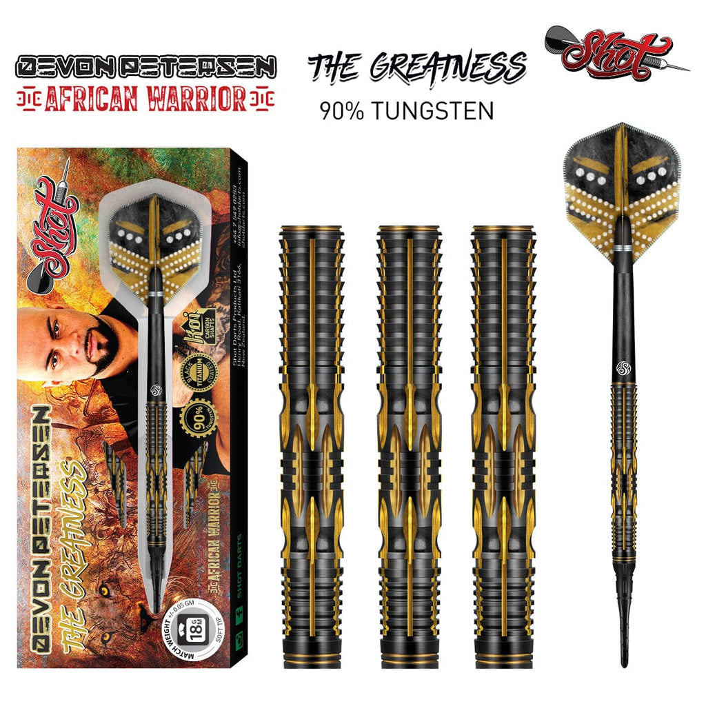 DEVON PETERSEN GREATNESS SOFT TIP DART SET-90% TUNGSTEN BARRELS