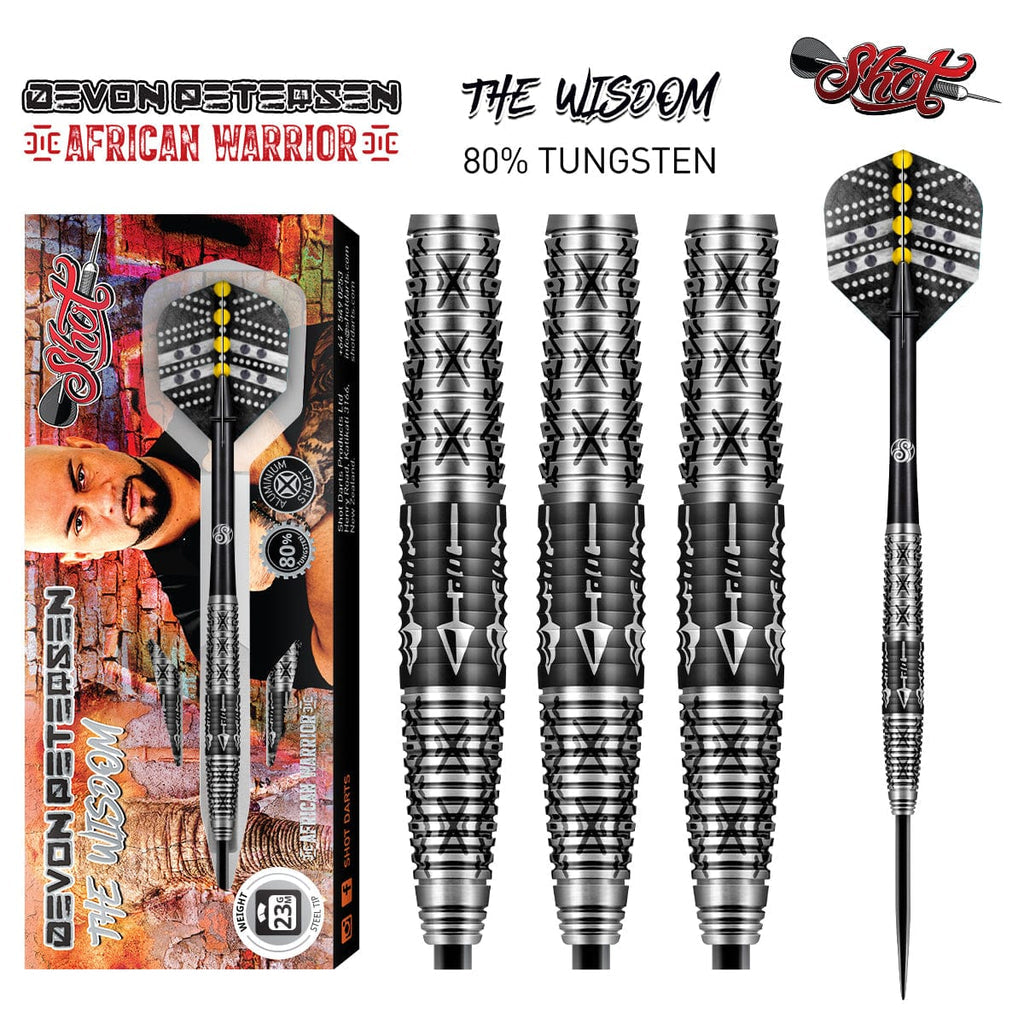 DEVON PETERSEN WISDOM STEEL TIP DART SET-80% TUNGSTEN BARRELS