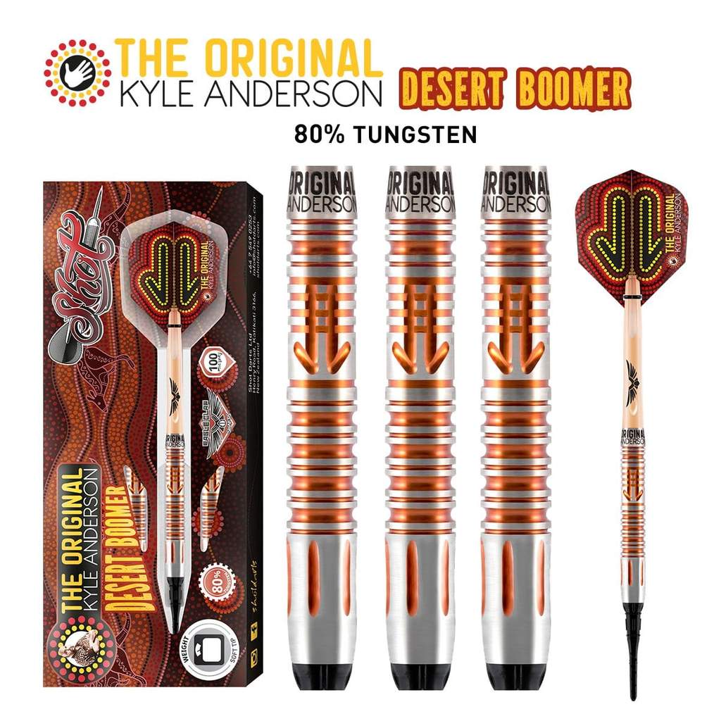 Shot Darts DISCONTINUEDShot Kyle Anderson Desert Boomer-Soft Tip Dart Set-80% Tungsten darts