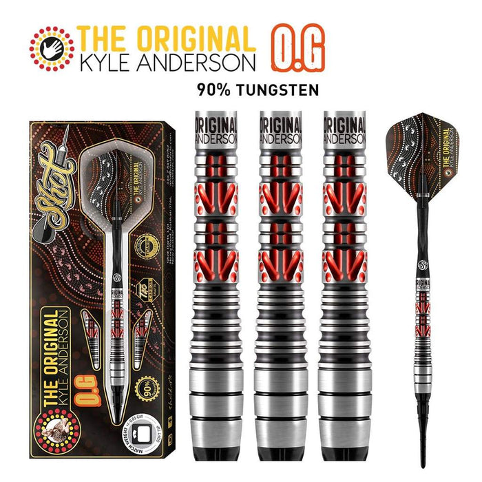 DISCONTINUED Shot Kyle Anderson The Original "O.G."-Soft Tip Dart Set-90% Tungsten