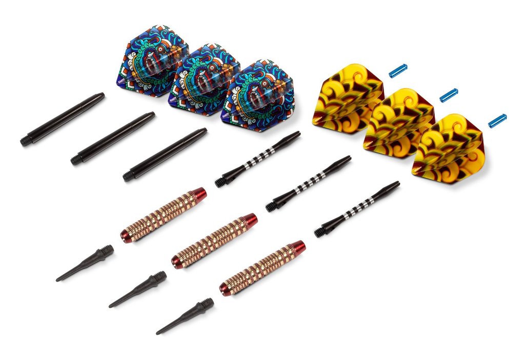MYSTIC RED SOFT TIP DART SET-COLOUR PLATED BRASS 18g darts - view 3