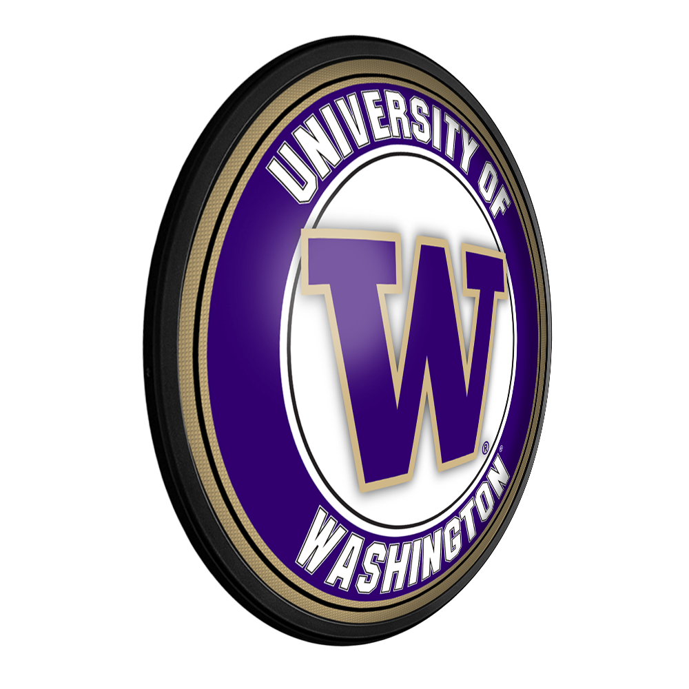 Washington Huskies: Round Slimline Lighted Wall Sign - view 2