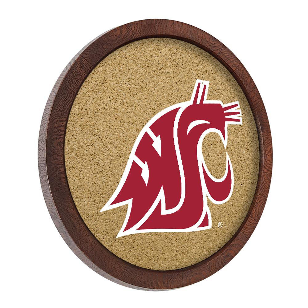 Washington State Cougars: Logo - "Faux" Barrel Framed Cork Board - view 2