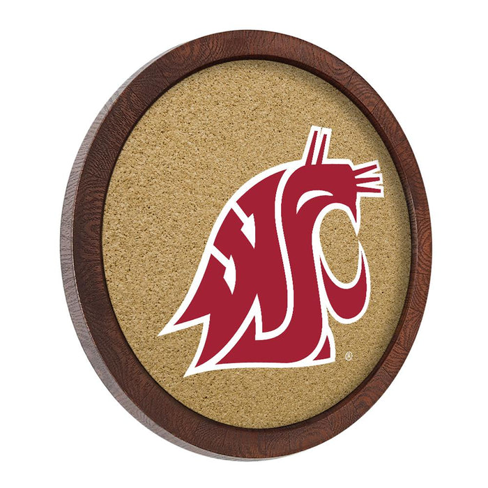 Washington State Cougars: Logo - "Faux" Barrel Framed Cork Board