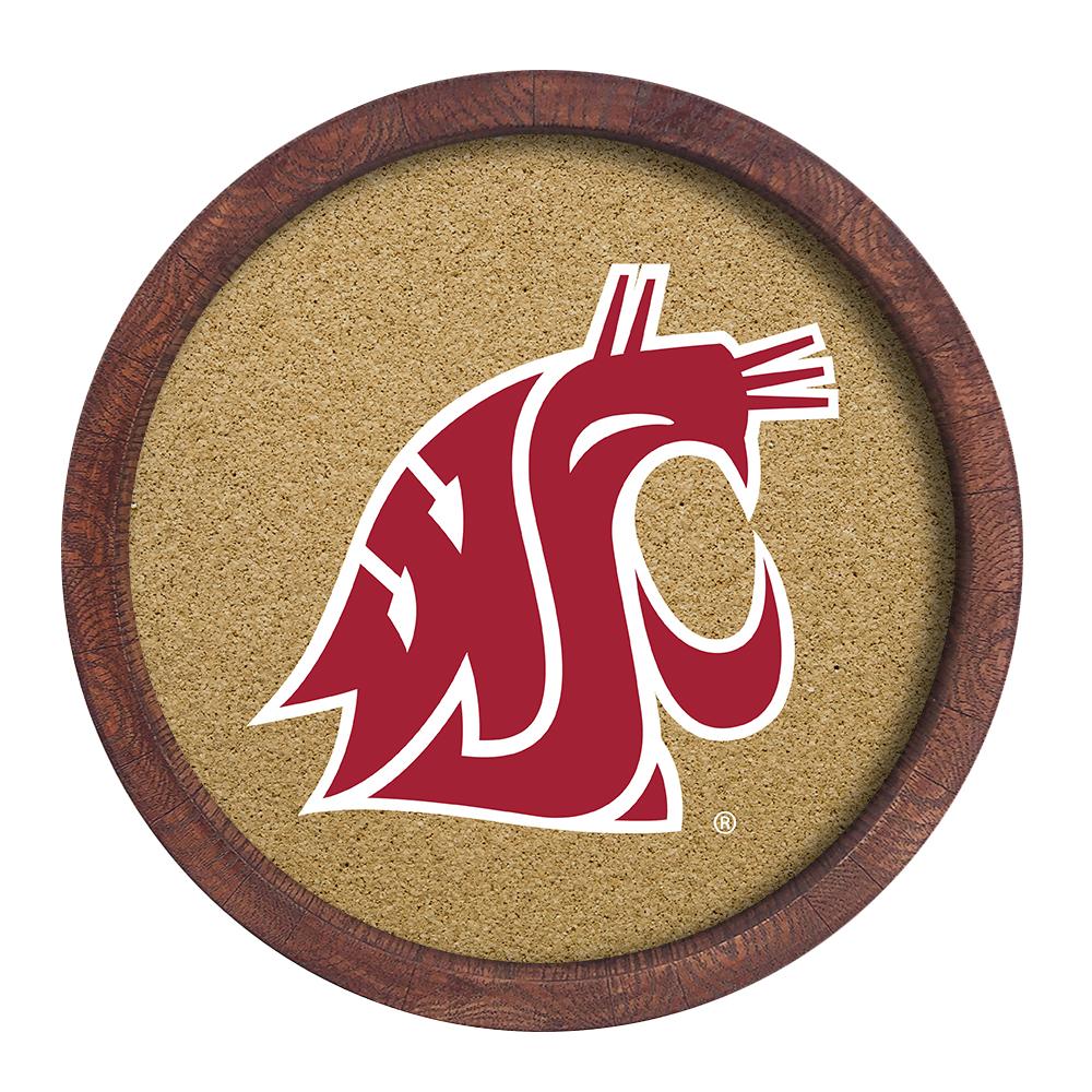 Washington State Cougars: Logo - "Faux" Barrel Framed Cork Board