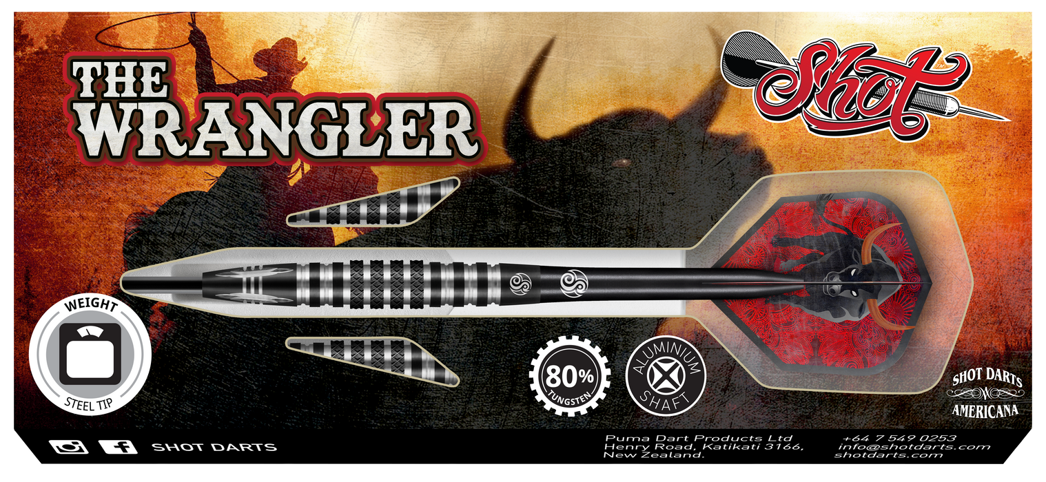 SHOT Americana The Wrangler Steel Tip Dart Set-80% Tungsten