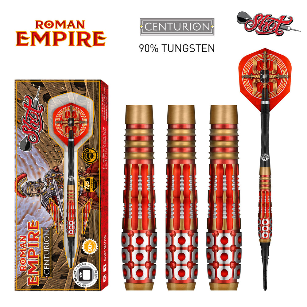 Shot Darts Roman Empire Centurion Soft Tip Dart Set-90% Tungsten