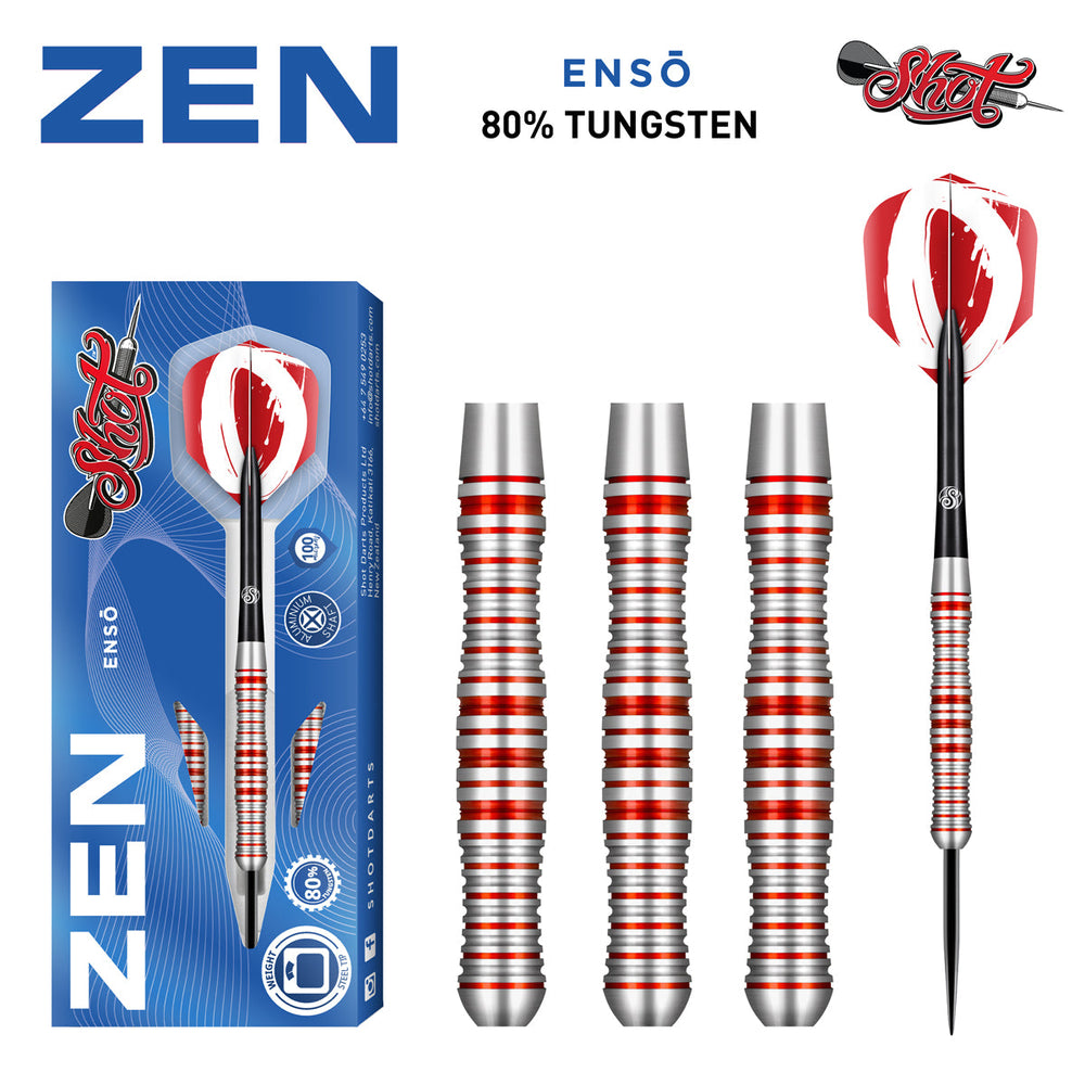 Shot Darts Zen Enso Steel Tip Dart Set-80% Tungsten