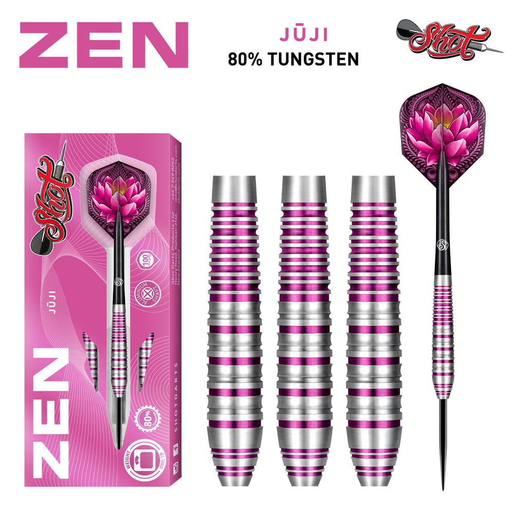 Shot Darts Zen Juji Steel Tip Dart Set-80% Tungsten