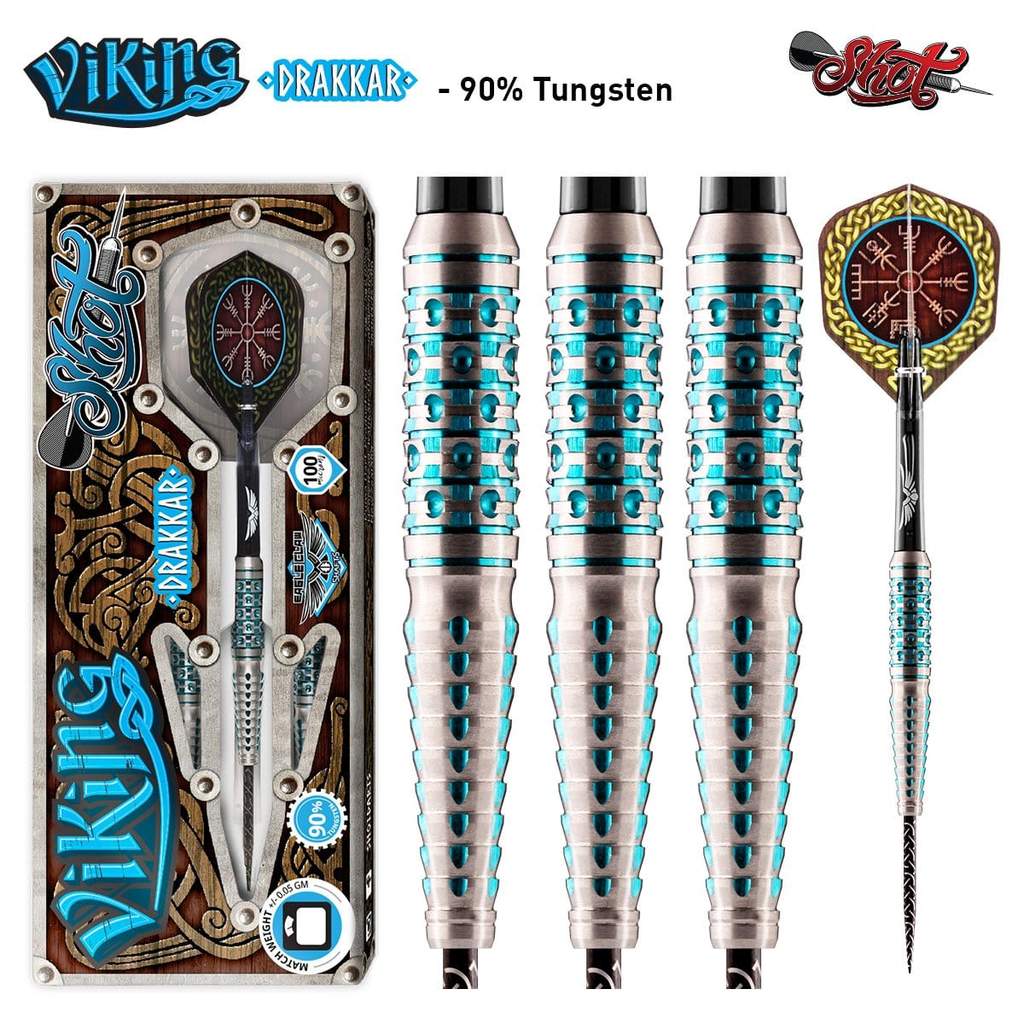 DISCONTINUED VIKING DRAKKAR STEEL TIP DART SET-90% TUNGSTEN