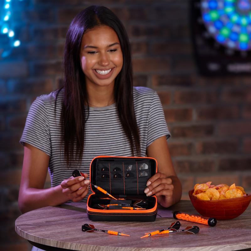 Casemaster Plazma Pro Dart Case Black with Orange Trim and Phone Pocket