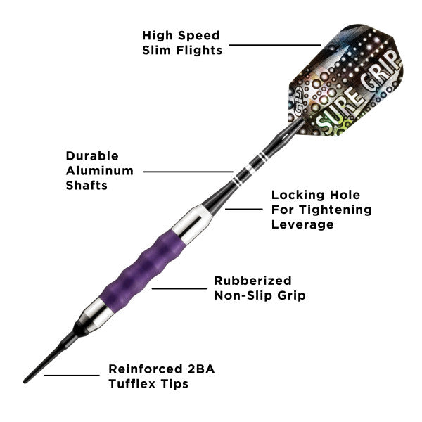 Viper Sure Grip Darts Purple Soft Tip Darts - 18 grams