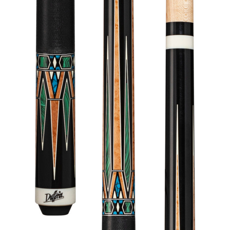 Dufferin -  BLK W/ LT ANTQ MPL, MLCHTE, BLU & WHT RCN, LINEN Pool Cue