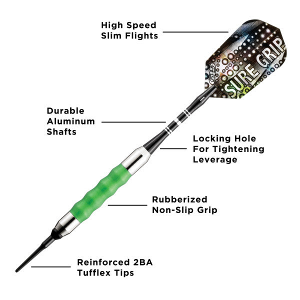 Viper Sure Grip Darts Green Soft Tip Darts - 18 grams