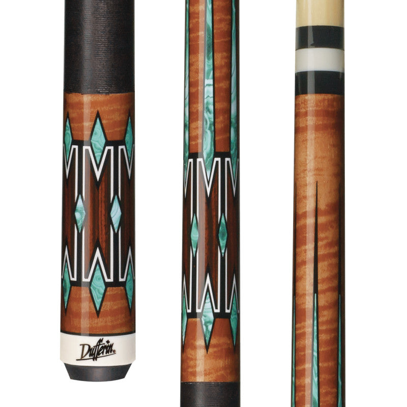 Dufferin - ANT. GREEN MALACHITE, COCOBOLA DESIGN, BLK LINEN Pool Cue
