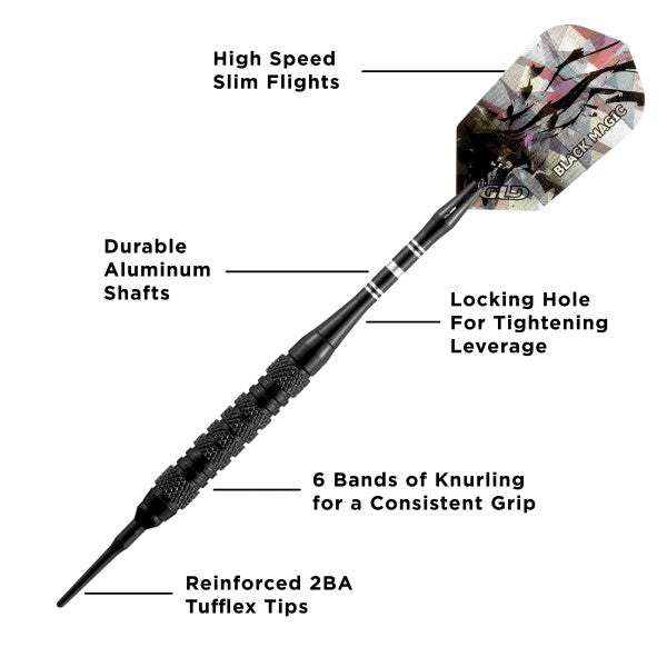 Viper Black Magic Soft Tip Darts 6 Knurled Rings 18 Grams